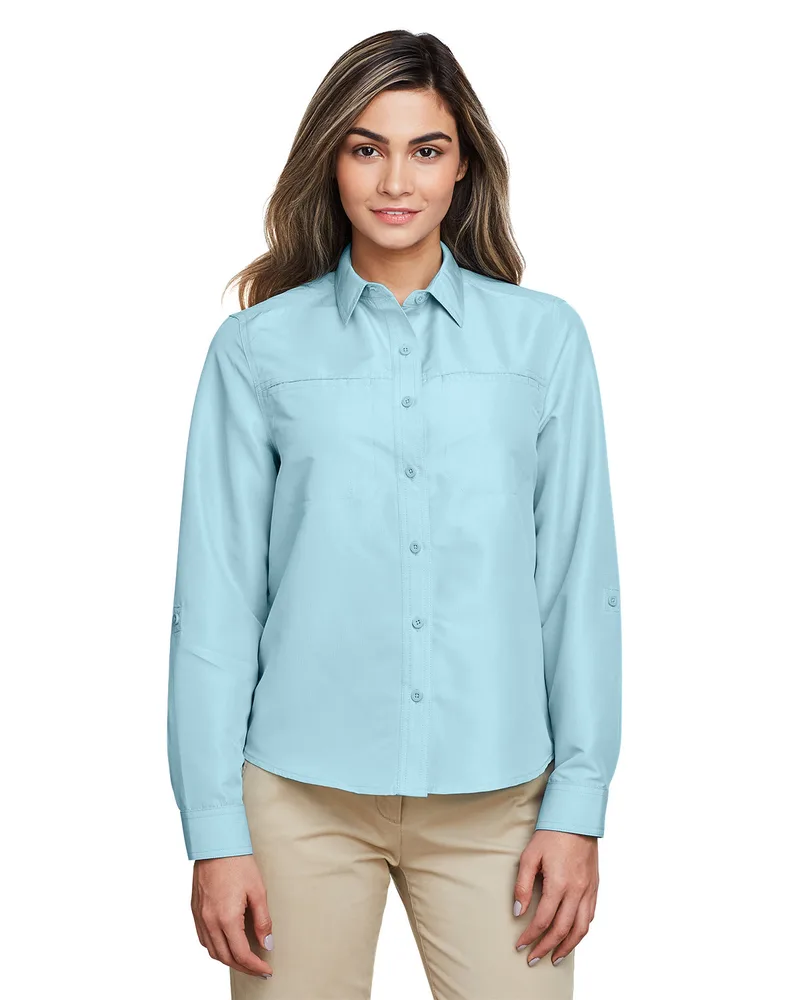 Harriton Ladies' Key West Long-Sleeve Performance Staff Shirt view 2