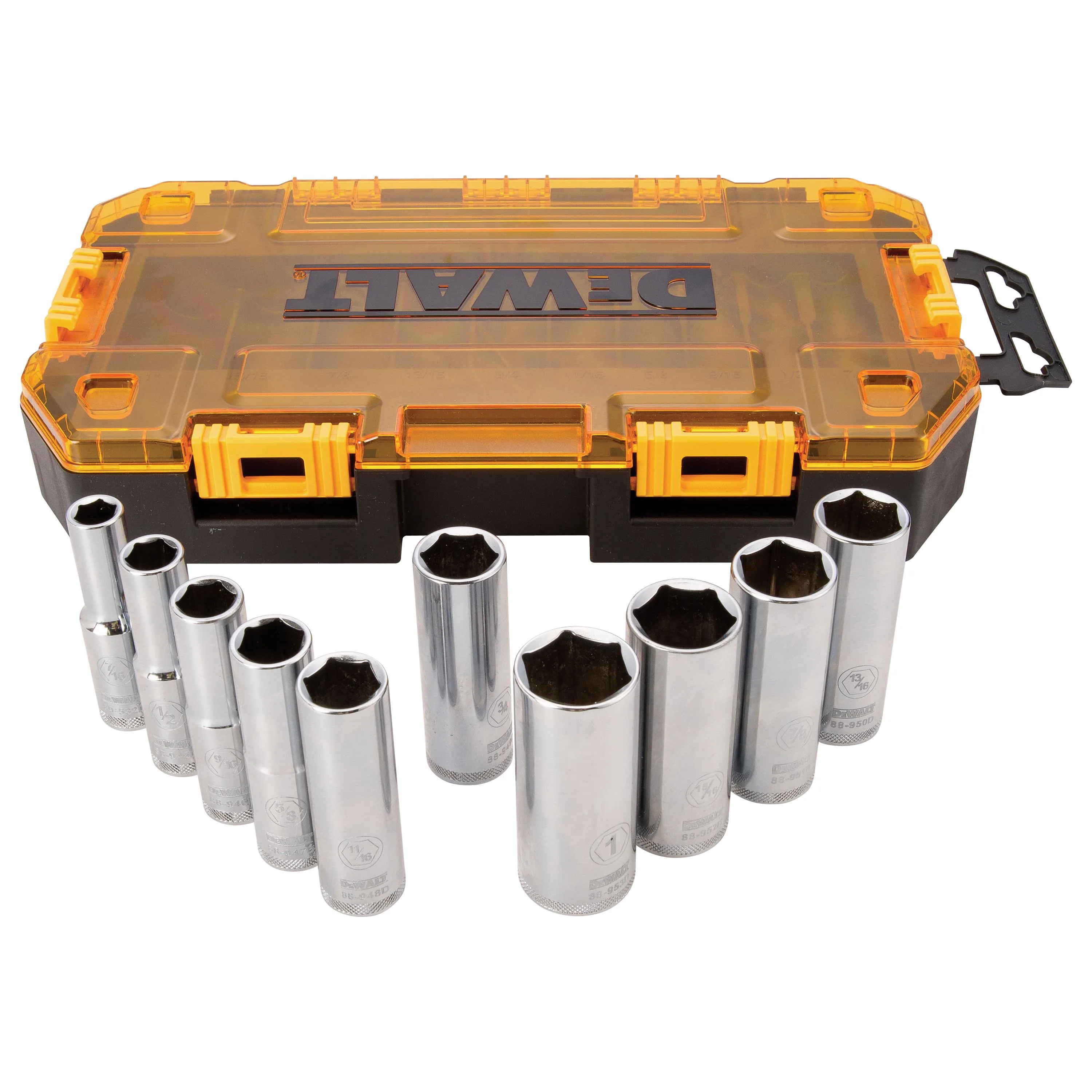 DeWalt 10Pc Tough Box 1/2" Drive Deep Sae Socket Set