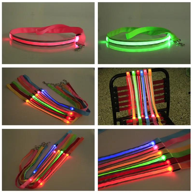 LED Dog Leash w/Reflective Strips view 2