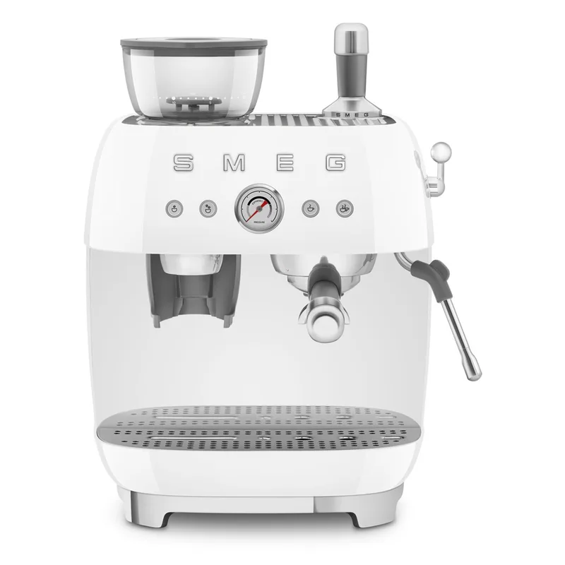 SMEG Manual Espresso Coffee Machine with Grinder - White