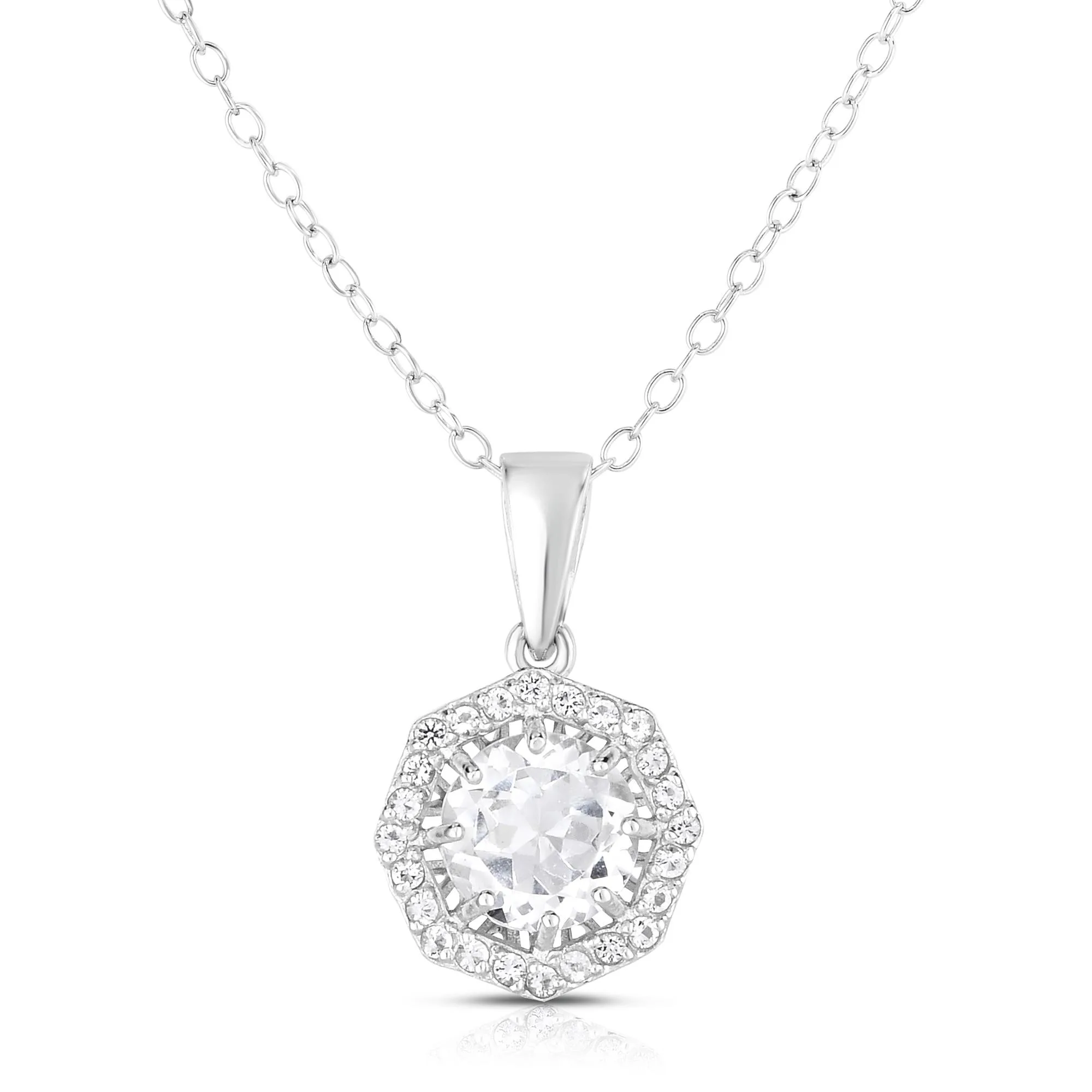 Jilco Inc White Topaz Cable Chain Necklace - Sterling Silver