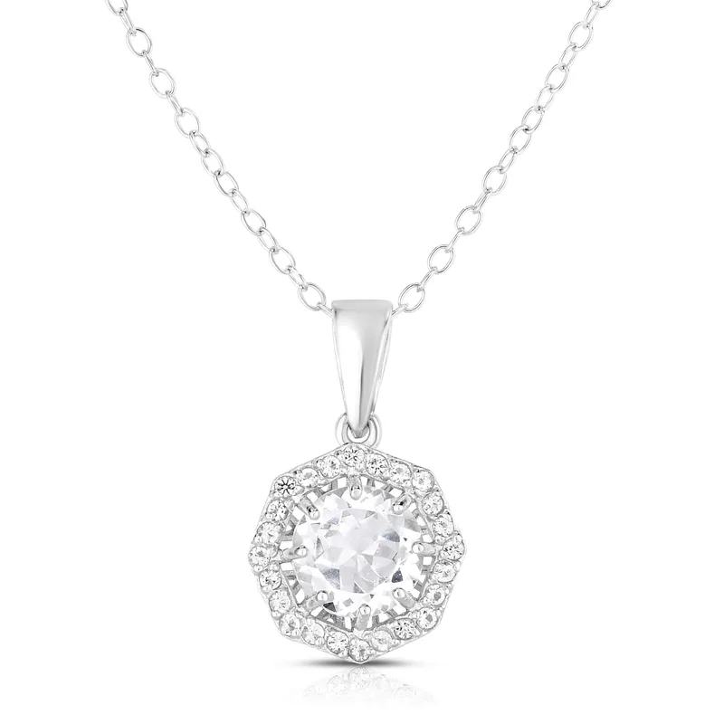 Jilco Inc White Topaz Cable Chain Necklace - Sterling Silver