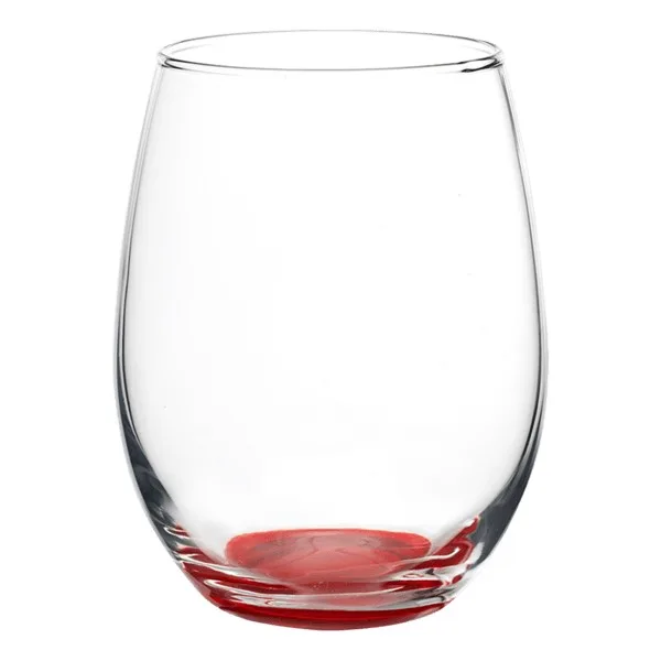 Liquid Lunch 15 oz Stemless Wine Glasses with Color Bottom view 3