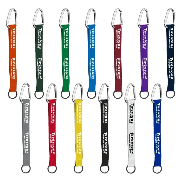 3/4" Sewn Polyester Keychain with Metal Split-Ring and Carabiner