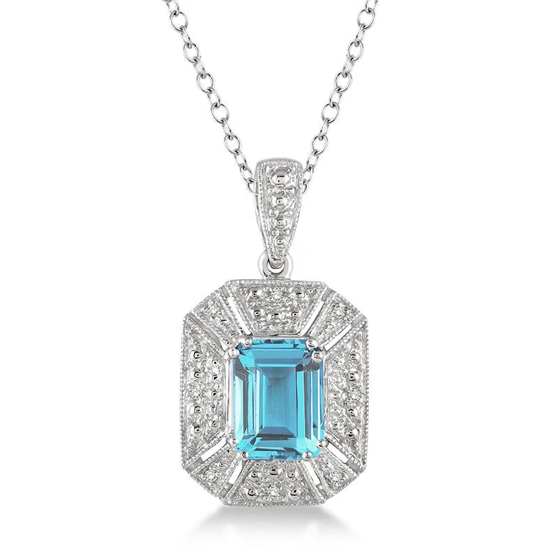 Jilco Inc Blue Topaz & Diamond Necklace