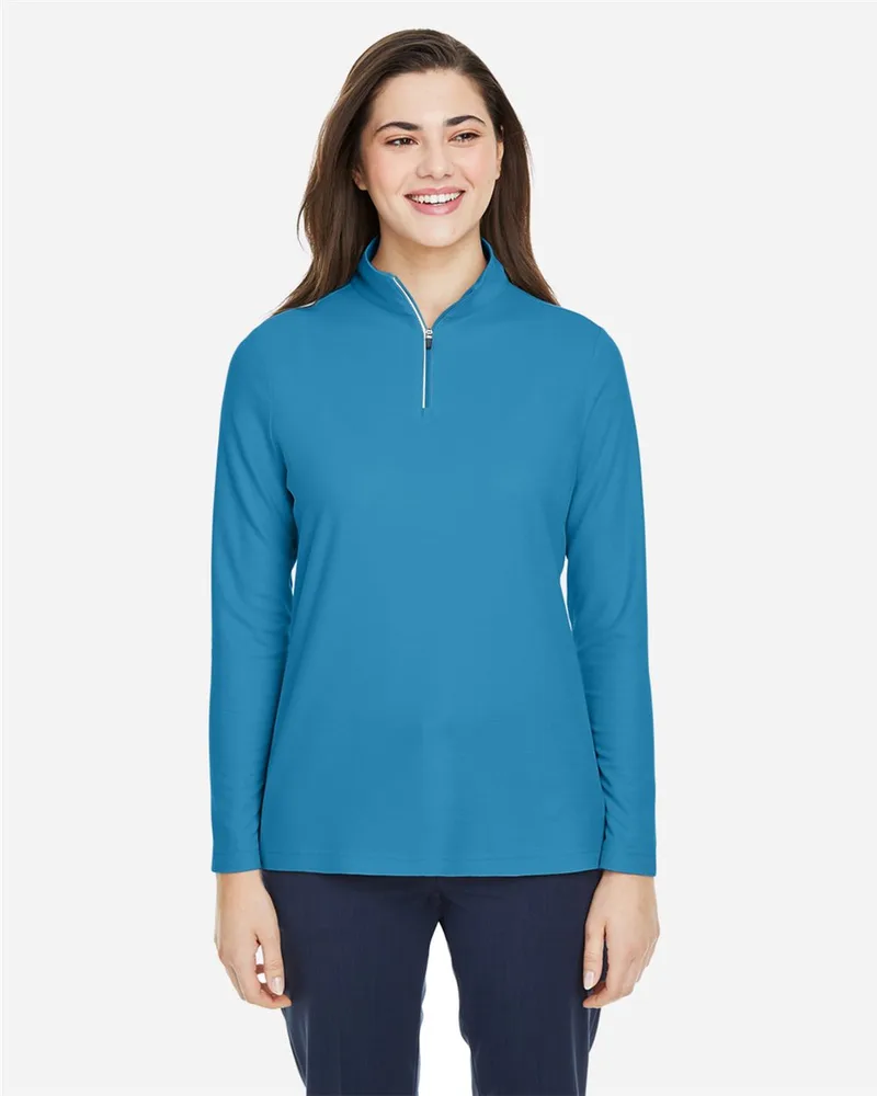 CORE365™ Women's Fusion ChromaSoft™ Pique Quarter-Zip Pullover Shirt view 2