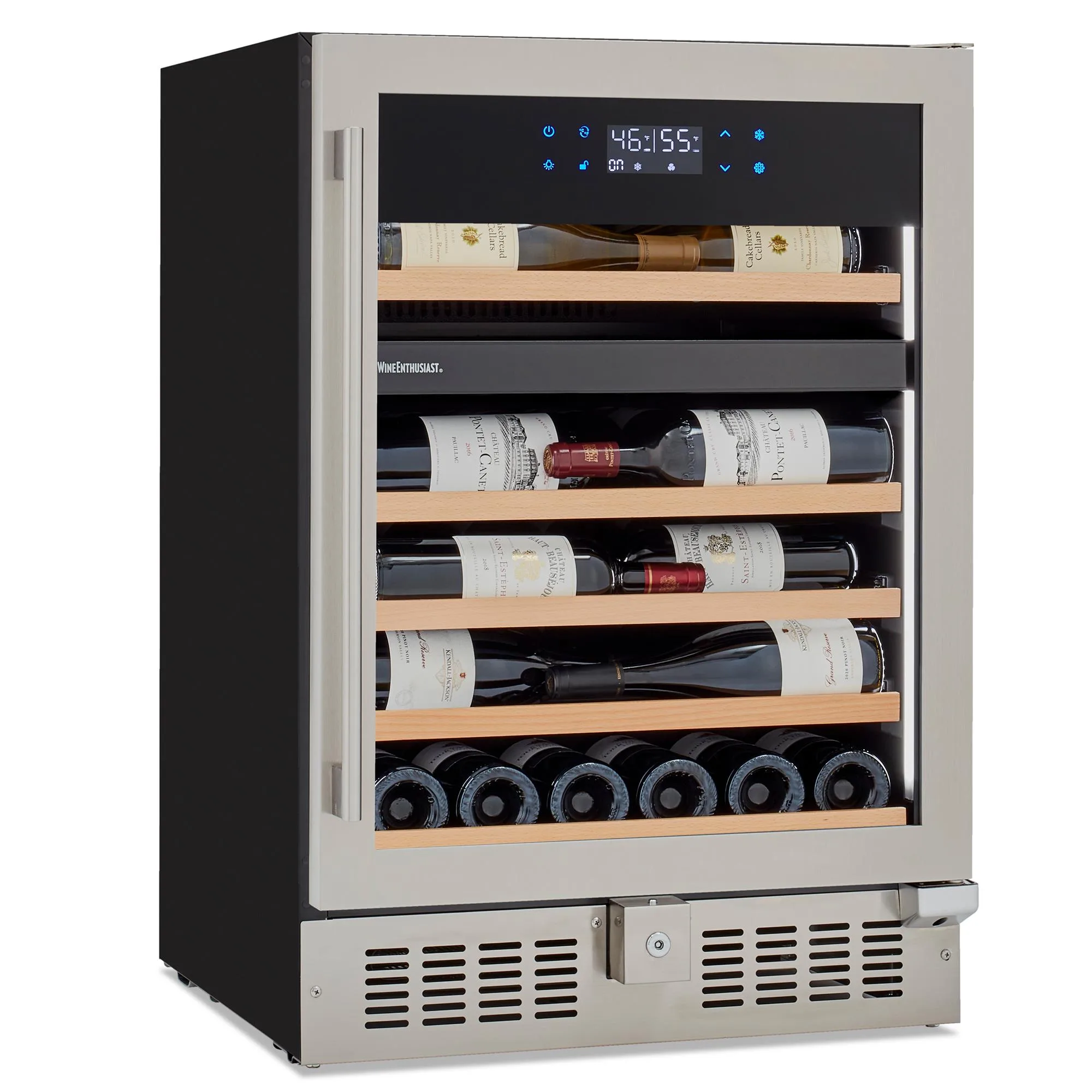 Wine Enthusiast Sommseries2 46 Bottle Dual Zone With Vinoview Display Shelving