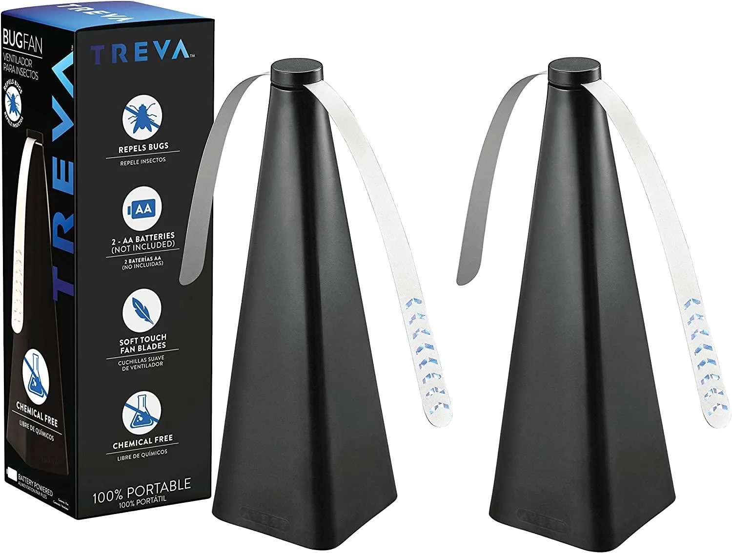 Treva Bug Fan Fly Deterrent w/Holographic Blades To Clear Bugs, Mosquitoes, And Flies 2 Pack