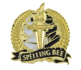 Bright Gold Academic Spelling Bee Lapel Pin (1-1/8")