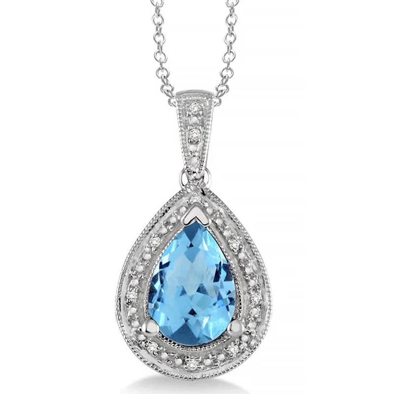 Jilco Inc Blue Topaz And Diamond Necklace