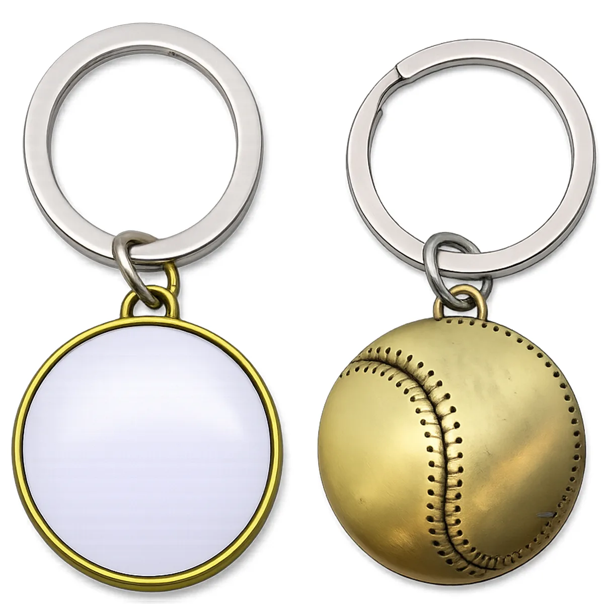 Baseball Shaped Metal Keychain view 2