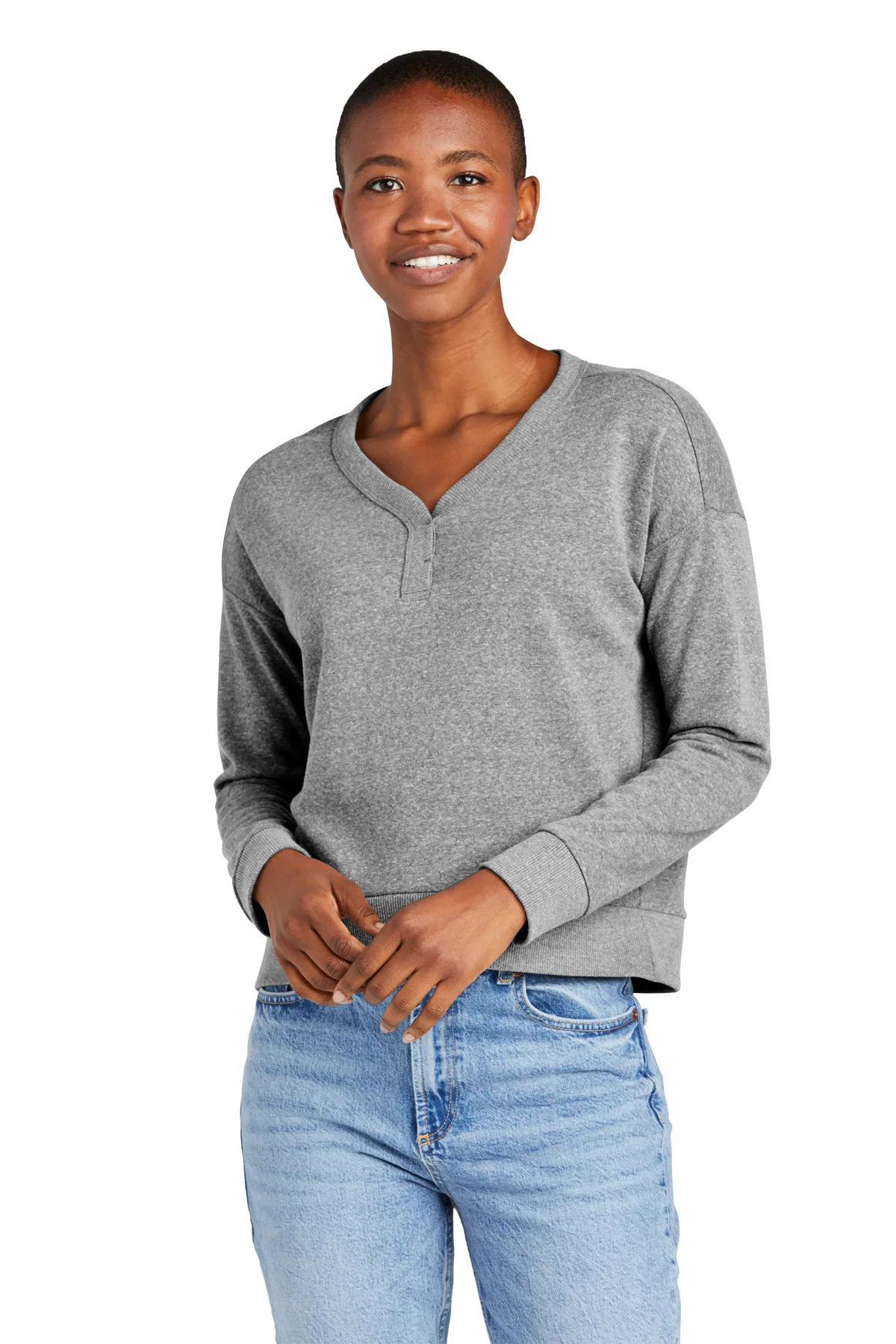 District® Women's Perfect Tri® Fleece V-Neck Sweatshirt view 2