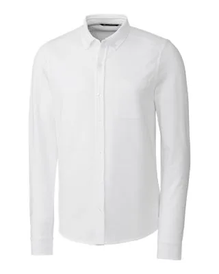 Cutter & Buck Advantage Tri-Blend Pique Long Sleeve Knitted Mens Button Down view 4