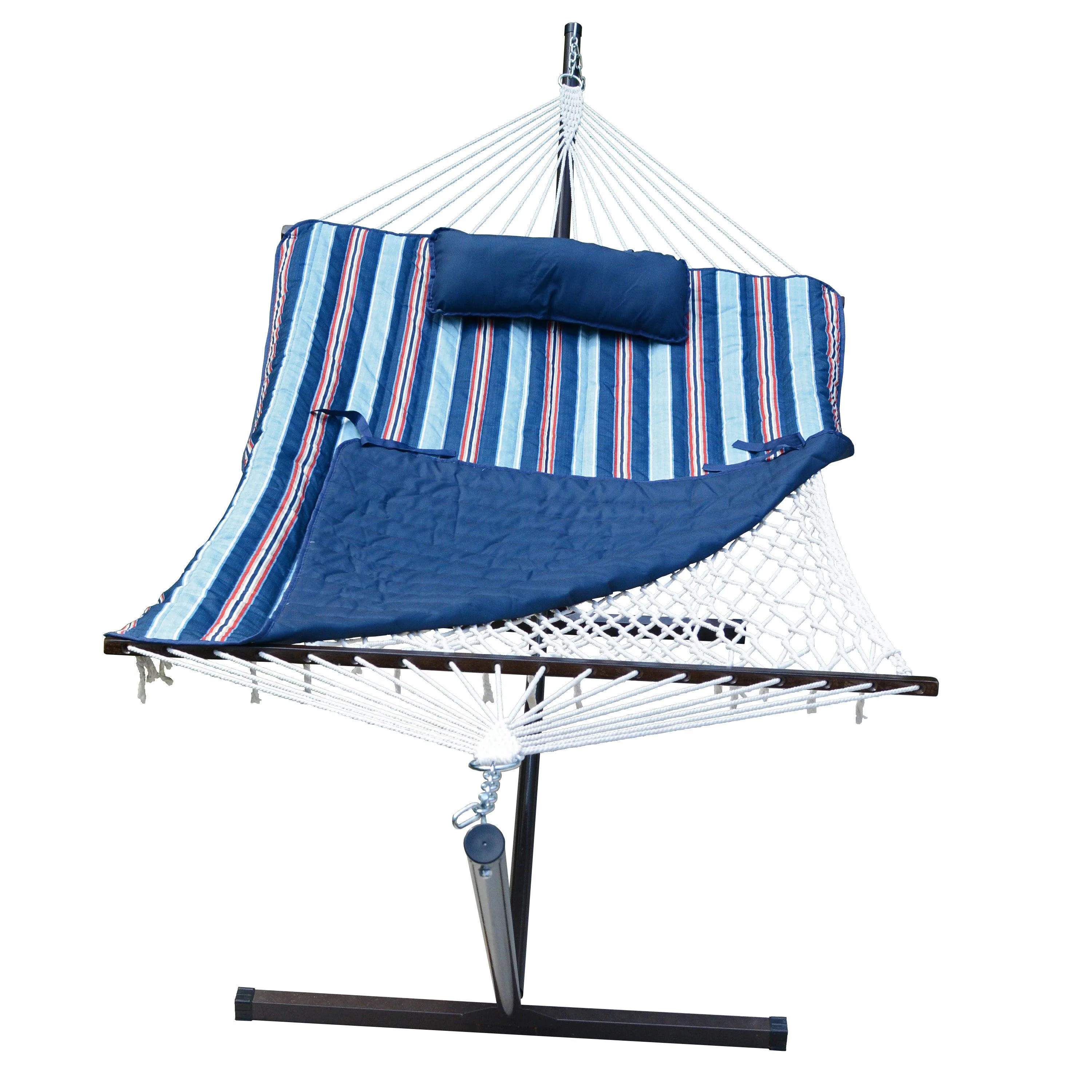 Algoma Cotton Rope Hammock W/ Stand Pad & Pillow Combo Kingston Stripe Arbor