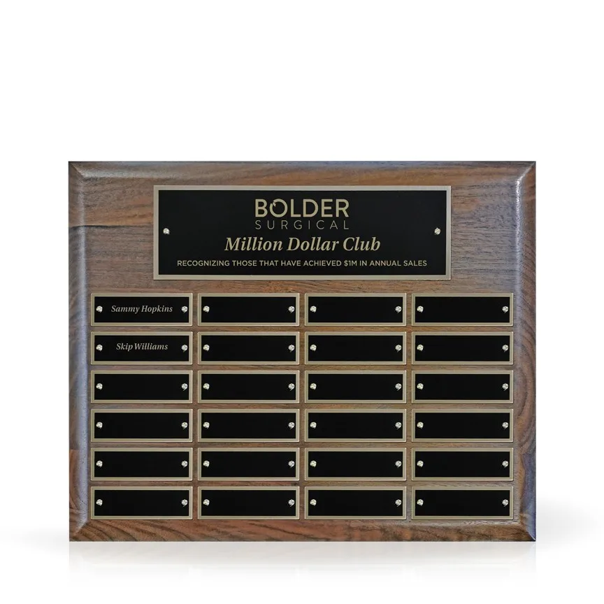 Briarwood Walnut Perpetual Award Plaque - 13x10.5, Vertical view 2