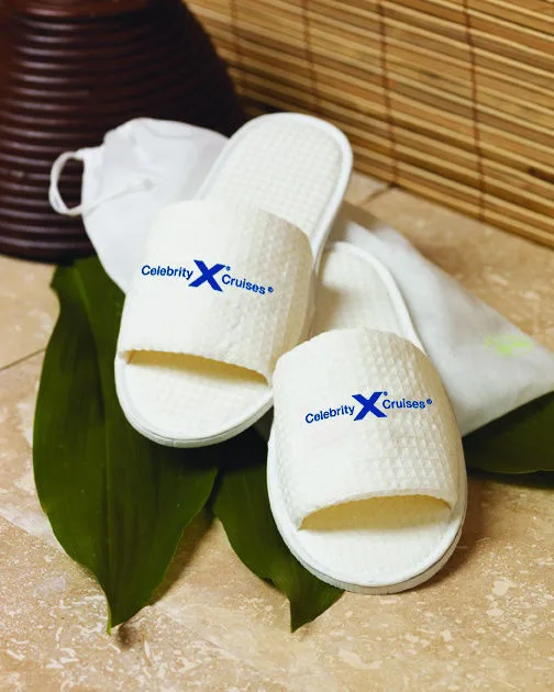 Cobblestone Mills Open Toe Waffle Weave Slippers