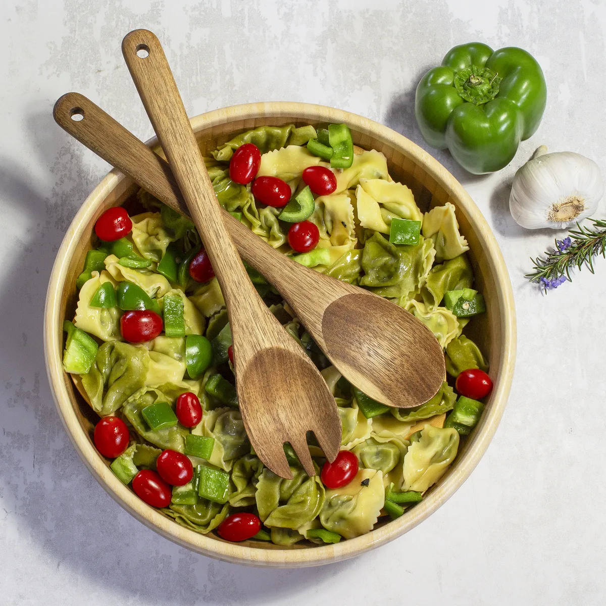 Acacia Salad Server Set view 2