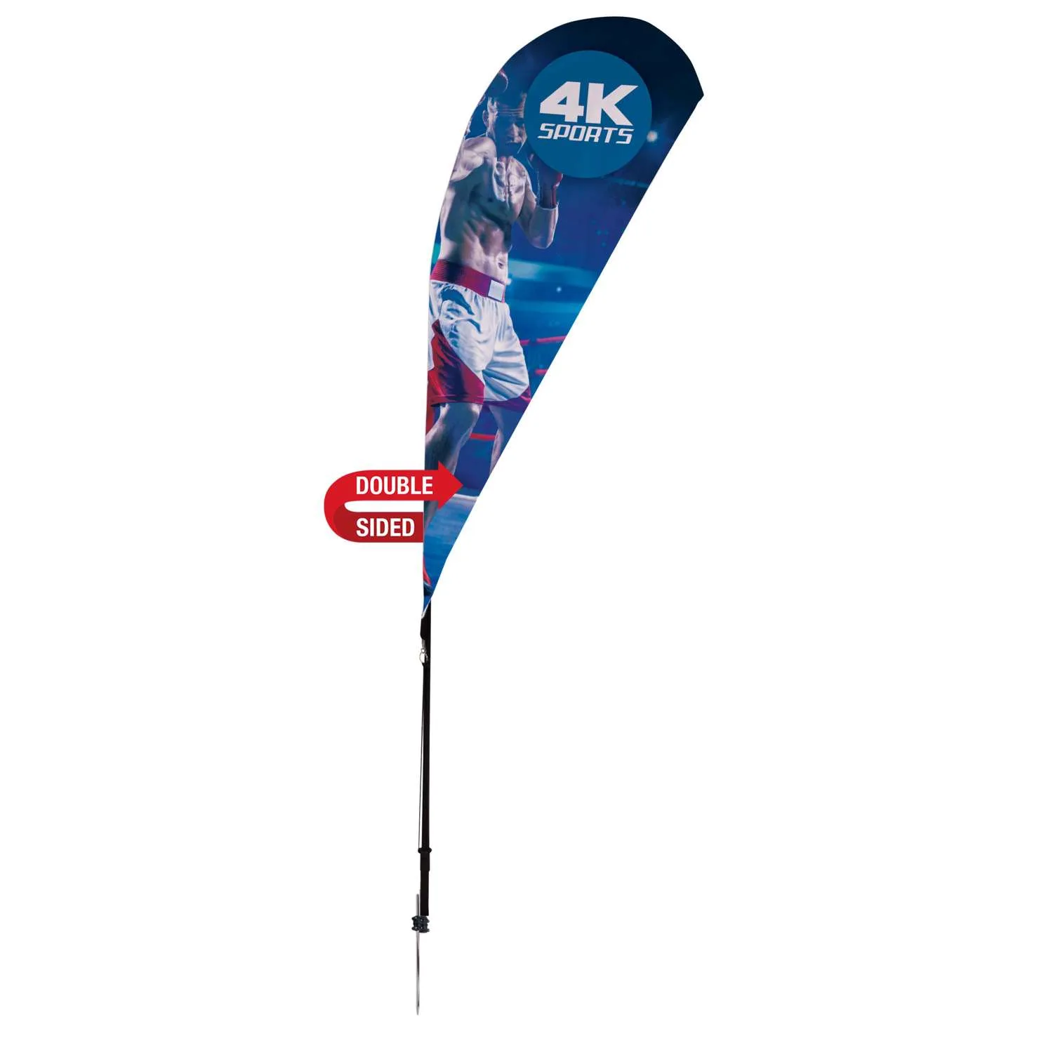 6' Streamline Teardrop Sail Sign Flag, Double-Sided, Spike