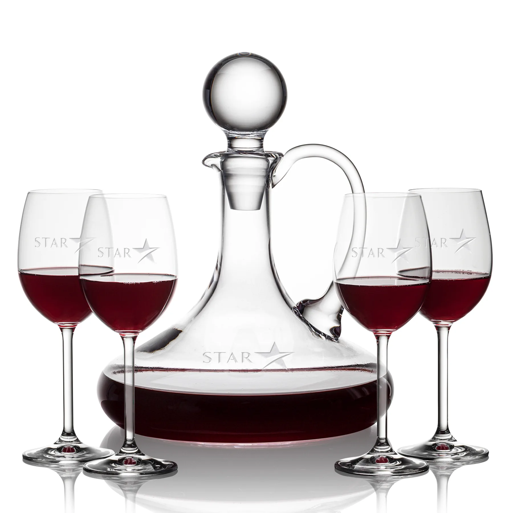 Stemmed Wine Set, Decanter & 4 Wine