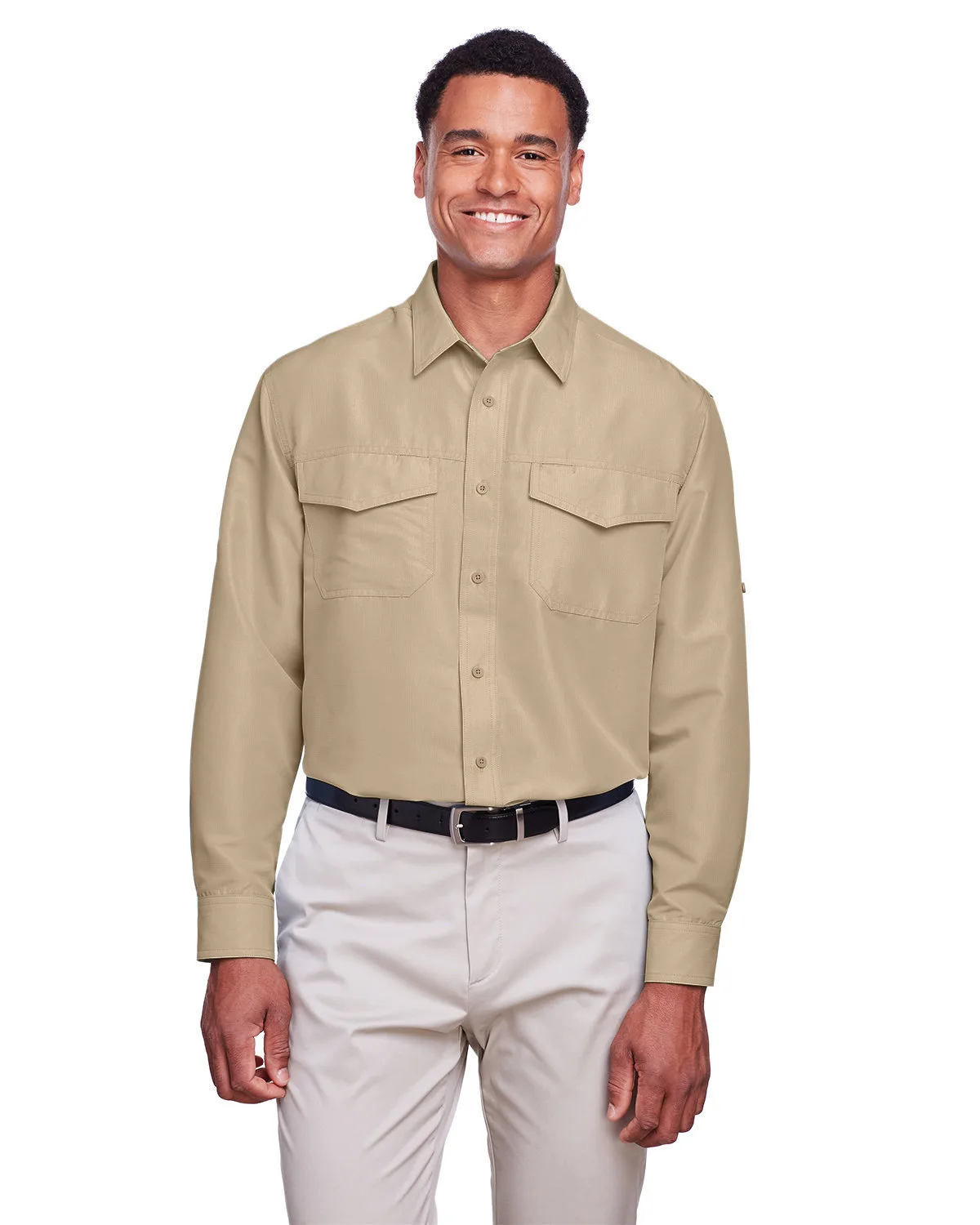 Harriton Men's Key West Long-Sleeve Performance Staff Shirt view 4