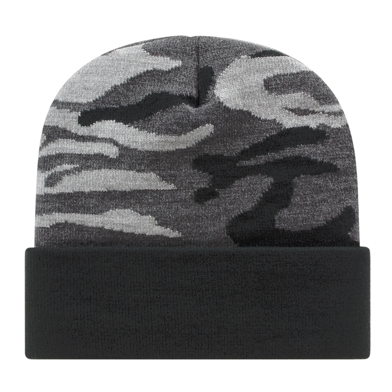 Urban Camouflage Knit Cap with Solid Color Cuff view 2