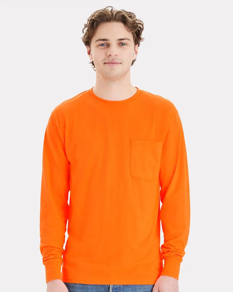 Hanes® Unisex Workwear Long Sleeve Pocket T-Shirt view 2
