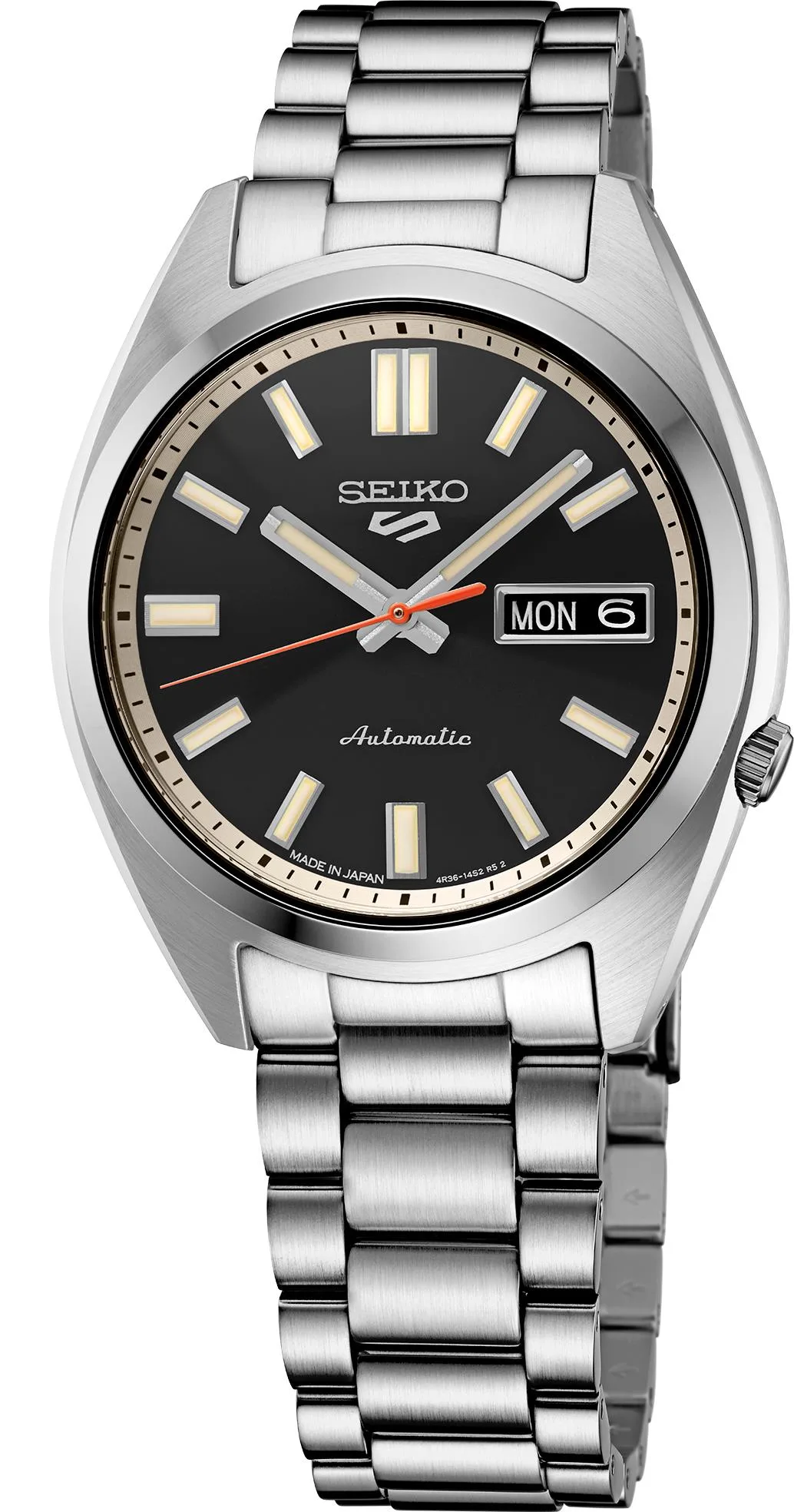 Seiko Watch 5 Sports Midsize Ss Automatic Black Dial