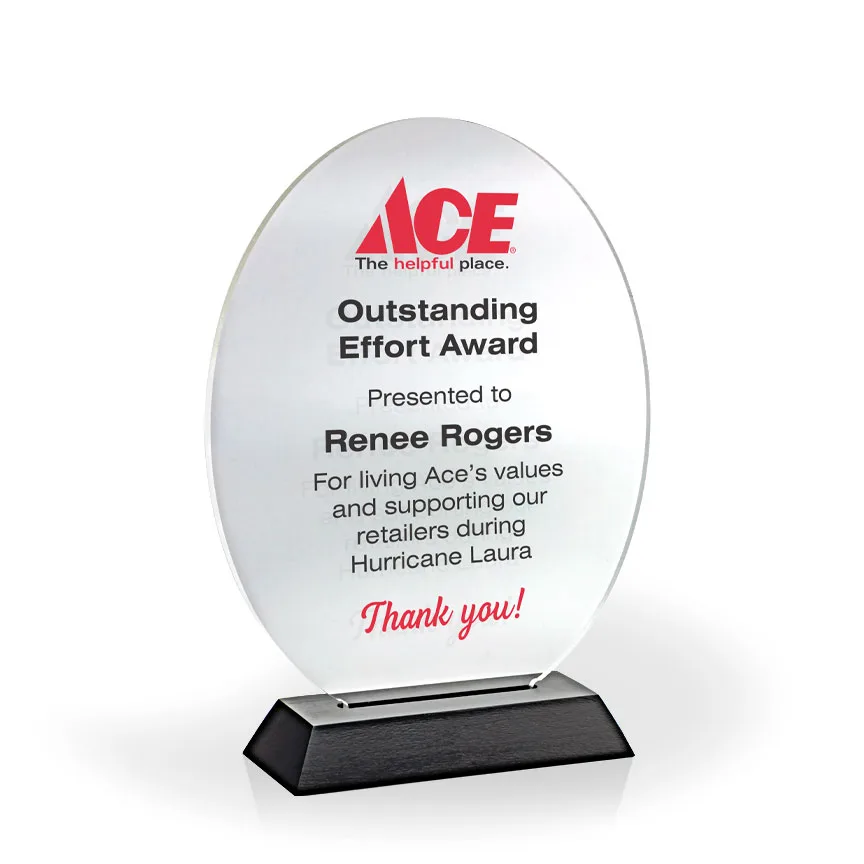 Oval Award with Black Base, Large - UV Print