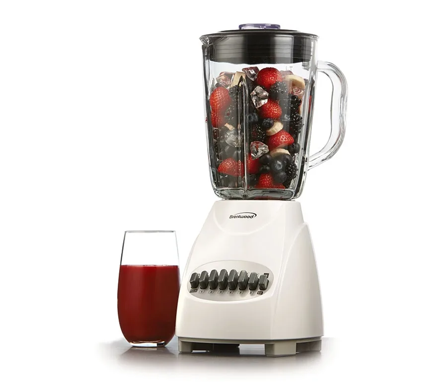 White 12-Speed Blender w/Glass Jar