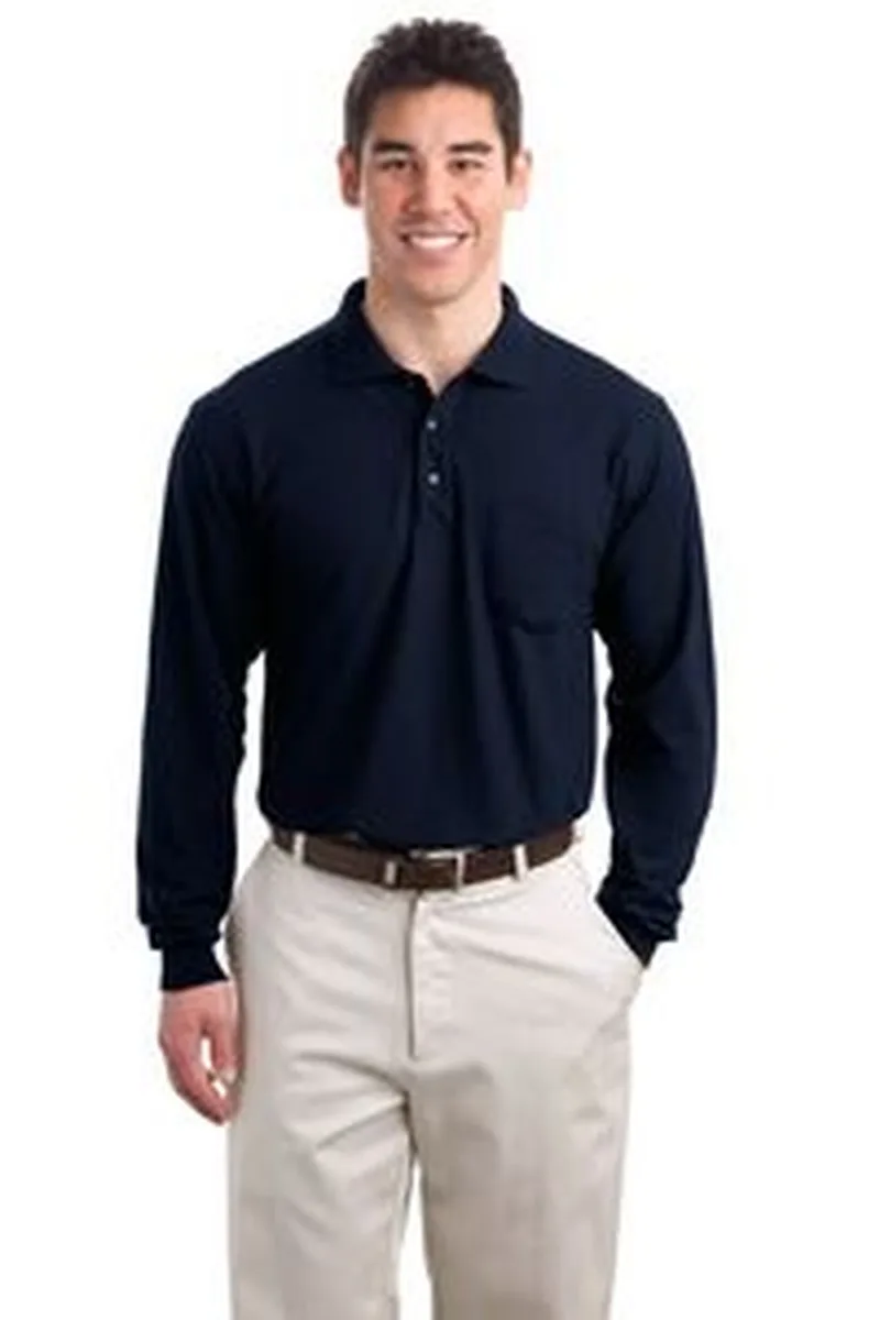 Port Authority® Long Sleeve Silk Touch™ Polo with Pocket.