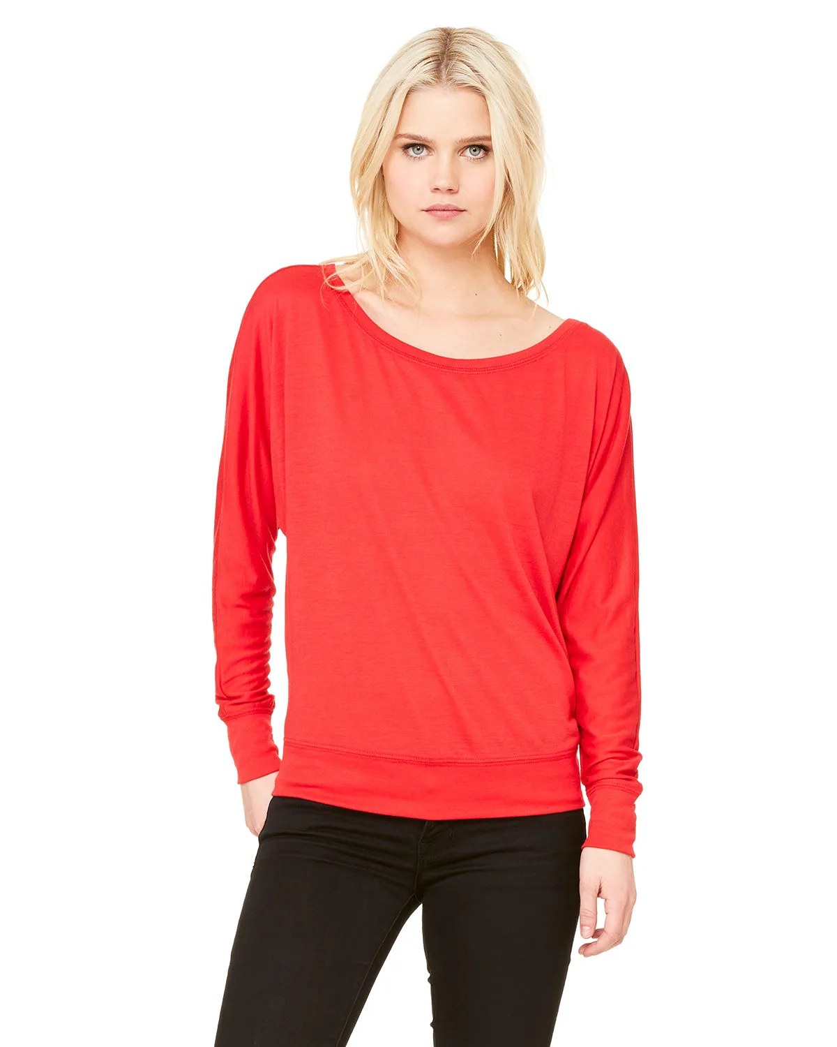 BELLA+CANVAS Ladies' Flowy Long-Sleeve Off Shoulder T-Shirt view 6