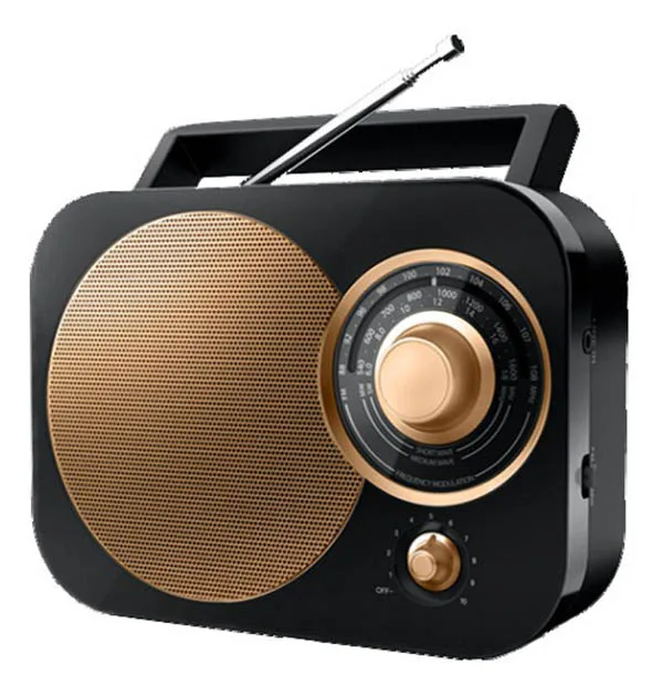 Studebaker Black & Gold Portable AM/FM Receiver Radio
