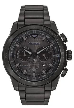 Citizen® Men's Ecosphere Eco-Drive® Black Stainless Steel Watch w/Black Dial