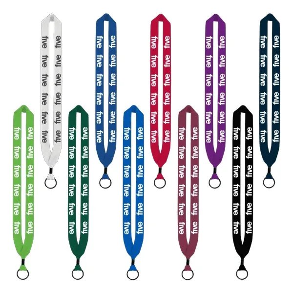 1" Cotton Lanyard with Metal Crimp & Metal Split-Ring