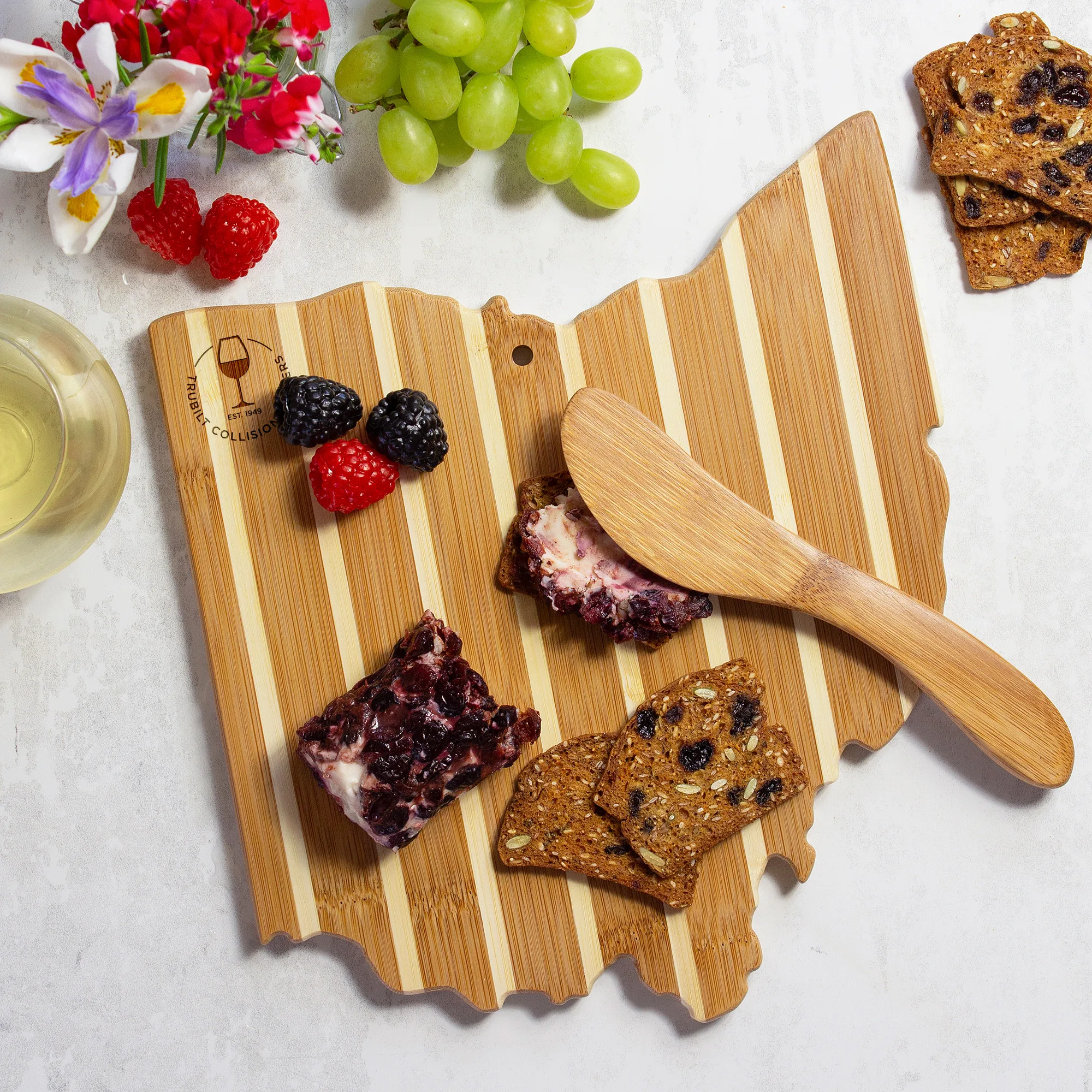 Ohio Charcuterie Board with Spreader Knife Gift Set view 3