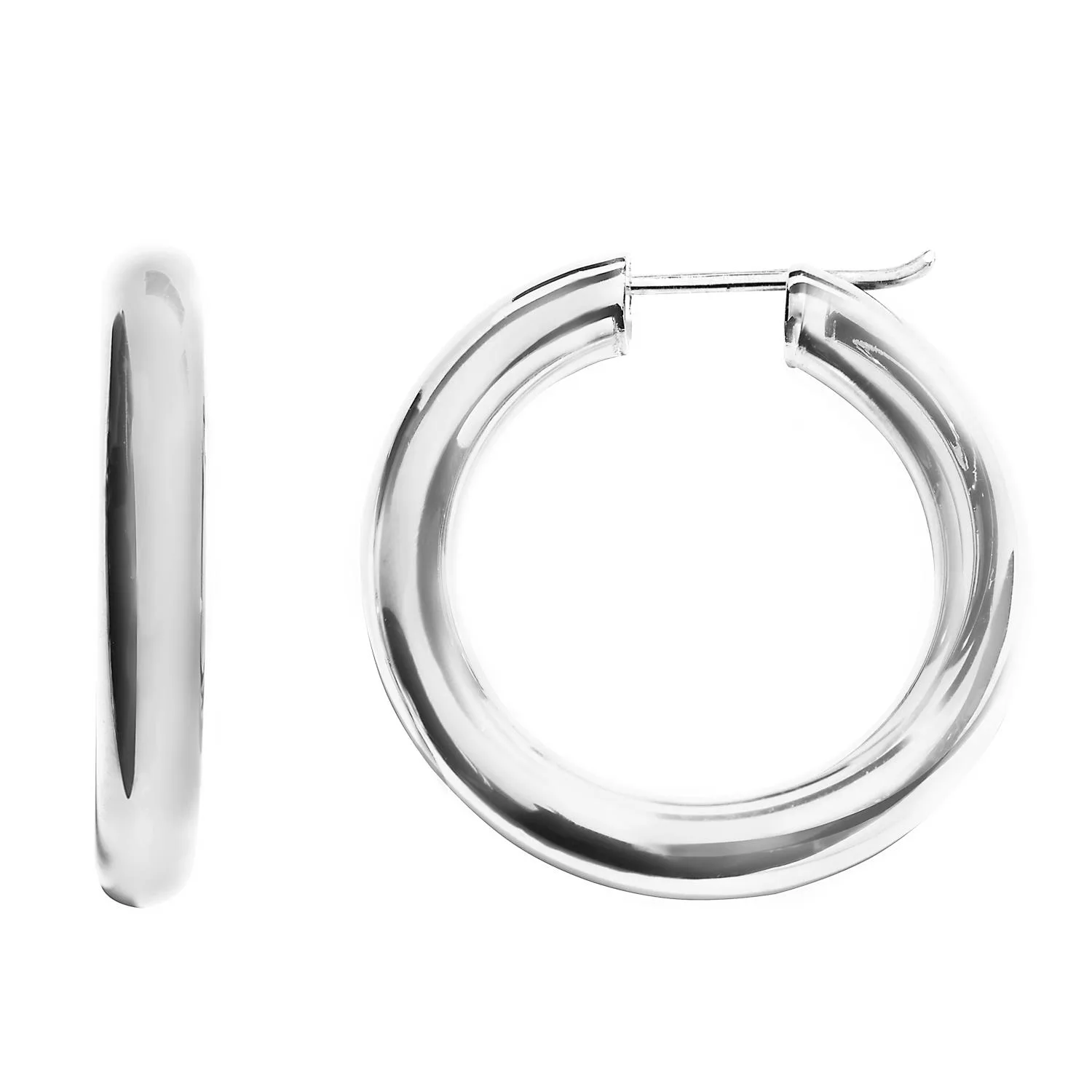 Jilco Inc 25Mm Chubby Hoop Earrings - Sterling Silver