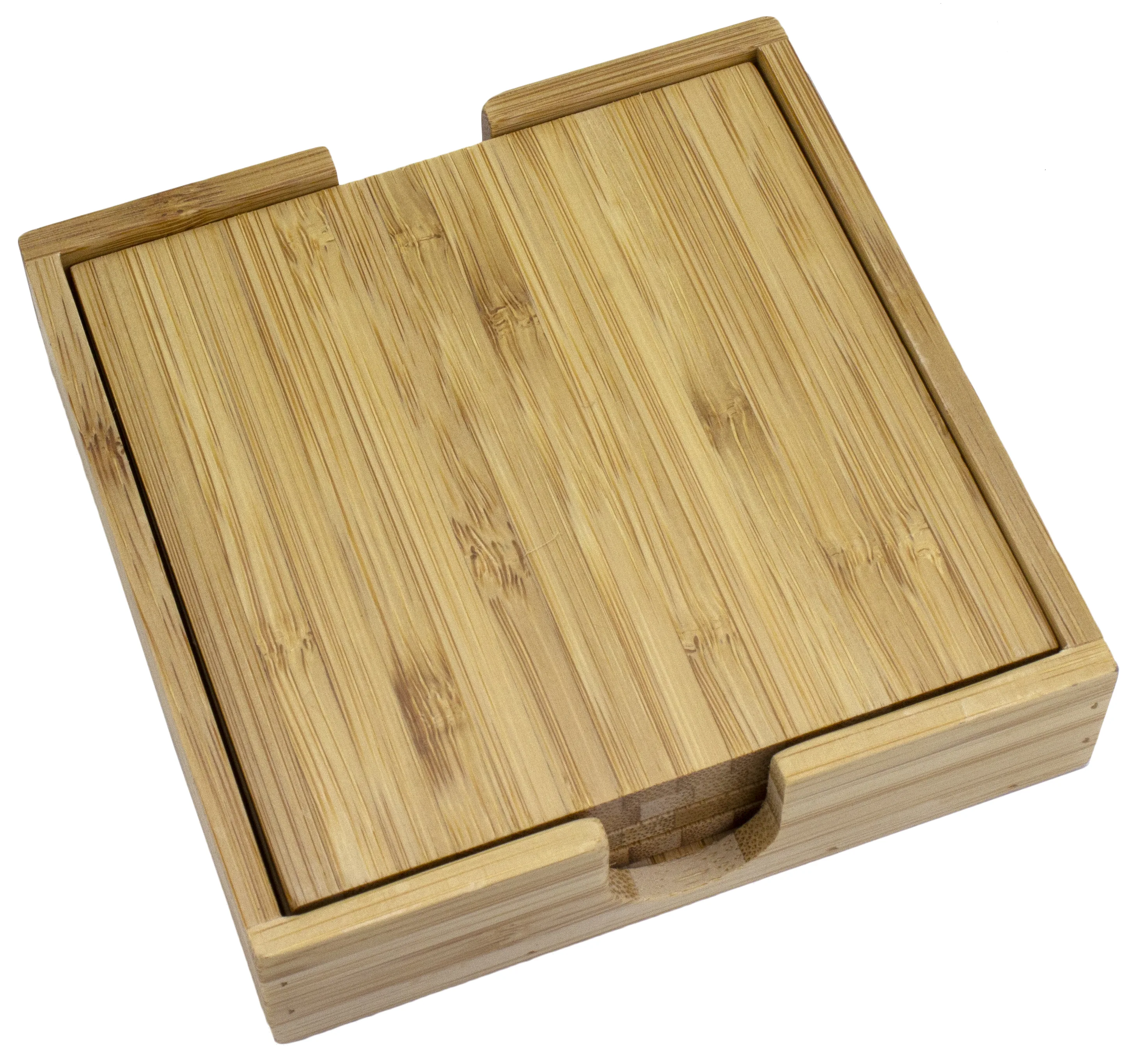 4 Piece Bamboo Coaster Set w/Case