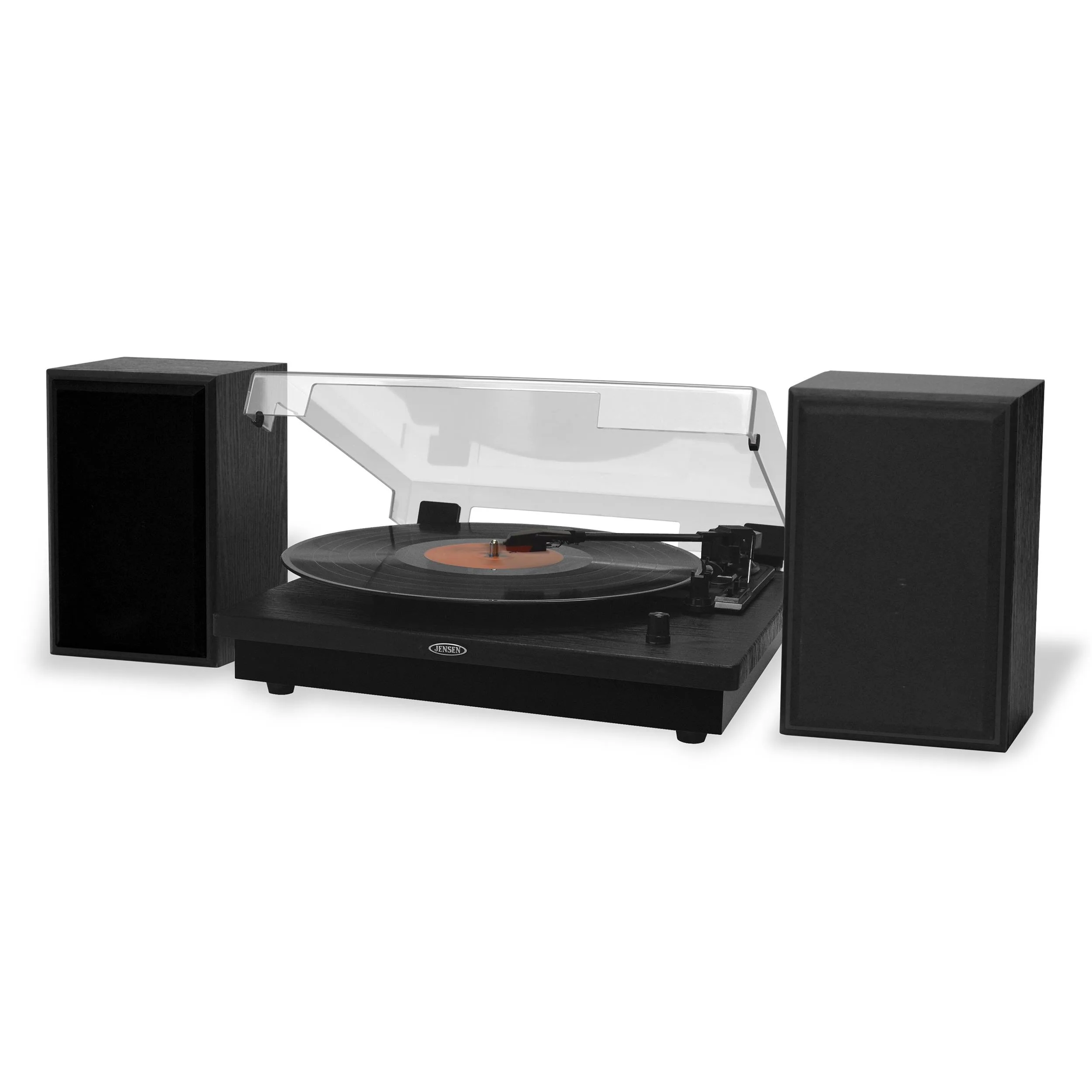 Jensen Audio 3-Speed Stereo Turntable w/Separate Speakers And Dual Bluetooth Transmit/Receive