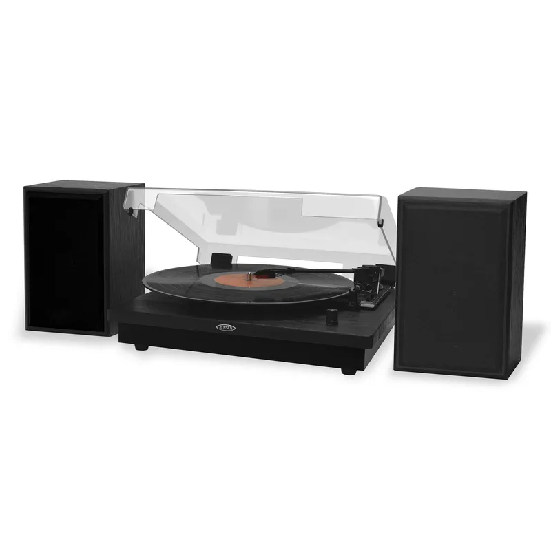 Jensen Audio 3-Speed Stereo Turntable w/Separate Speakers And Dual Bluetooth Transmit/Receive