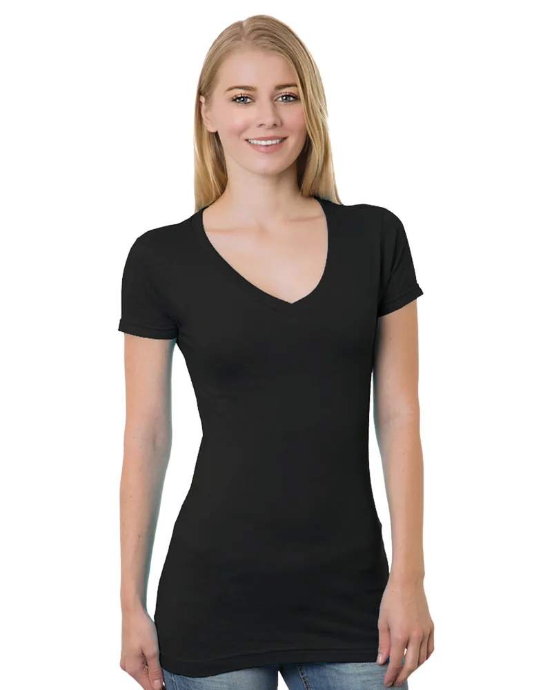 BAYSIDE Ladies' USA Made V-Neck T-Shirt