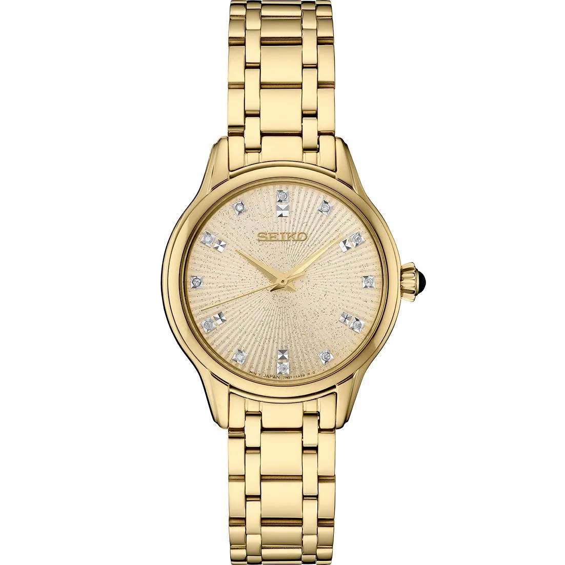 Seiko Watch Diamonds Sgp Quartz Champagne Dial