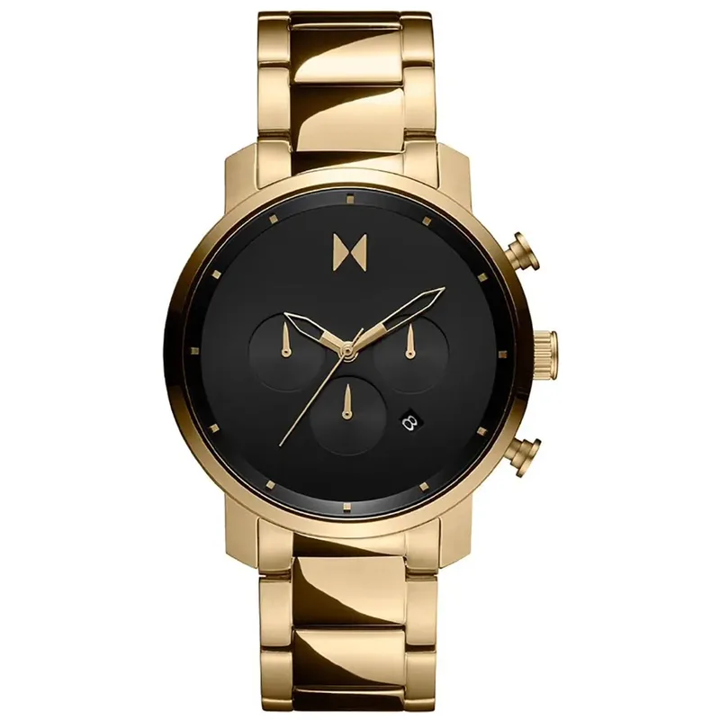MVMT Mens Chrono Gold-Tone Stainless Steel Watch Black Dial
