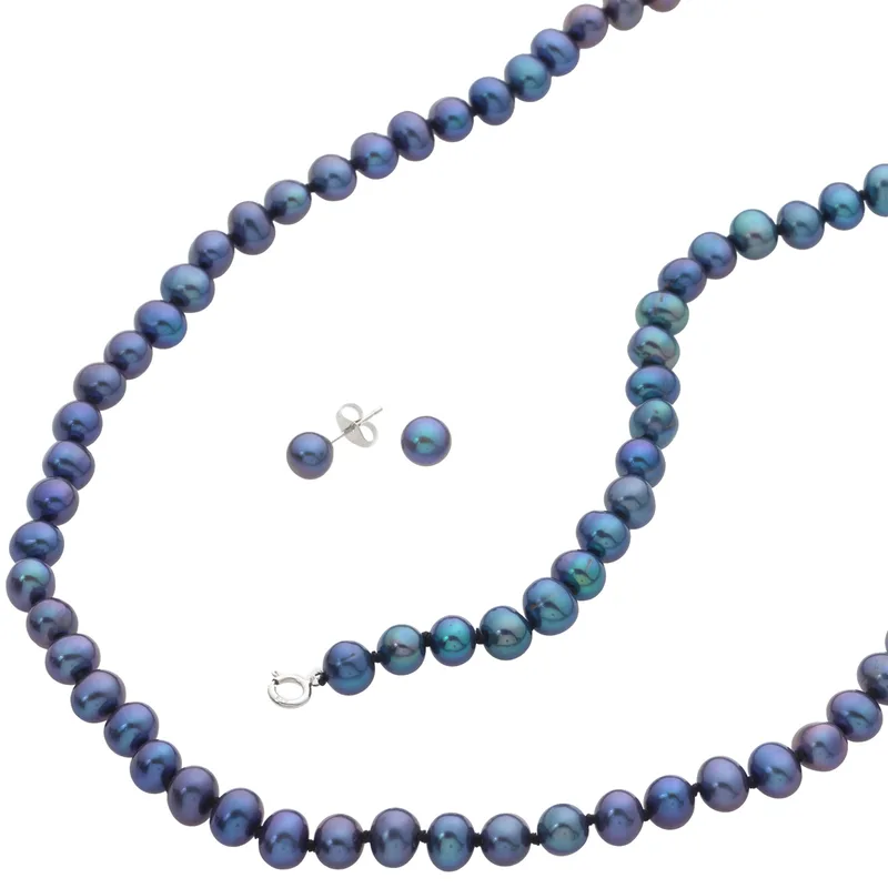 Jilco Inc Pearl Bracelet, Earring & Necklace Set