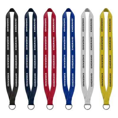 3/4" Polyester Lanyard with Sewn Silver Metal Split-Ring