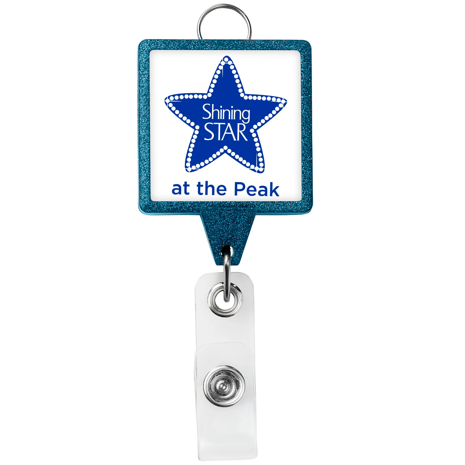 JUMBO Square Glitter Retractable Badge Reel w/lanyard attachment view 4