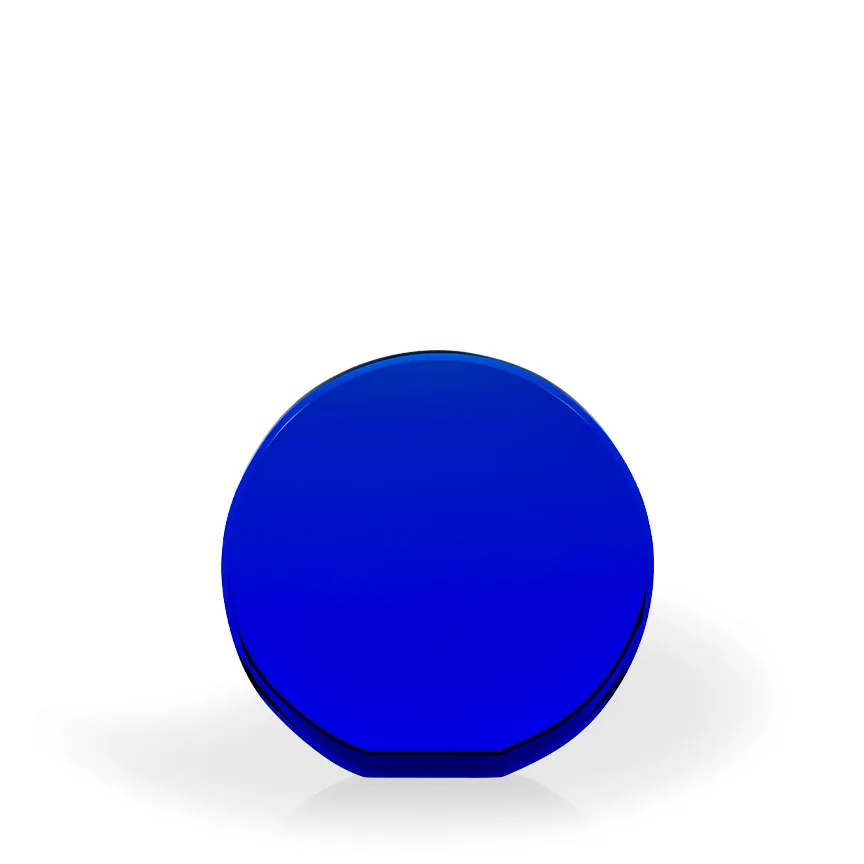 Brielle Blue Crystal Beveled Circle with Flat Bottom, Medium view 2