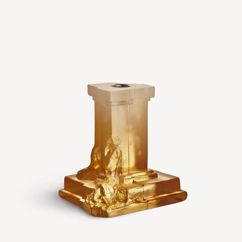Kosta Boda Rocky Baroque Candlestick Amber Haze Medium