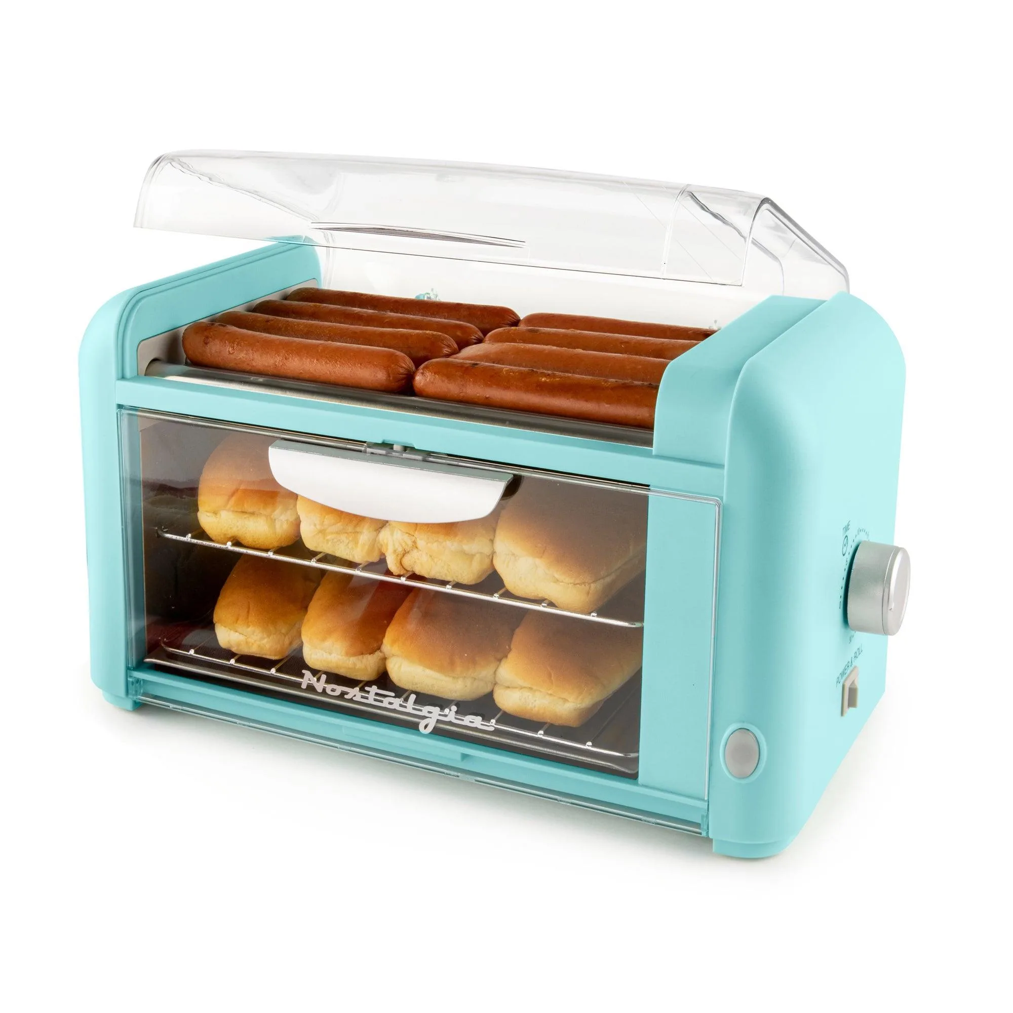 Nostalgia Hot Dog Roller & Bun Warmer Aqua