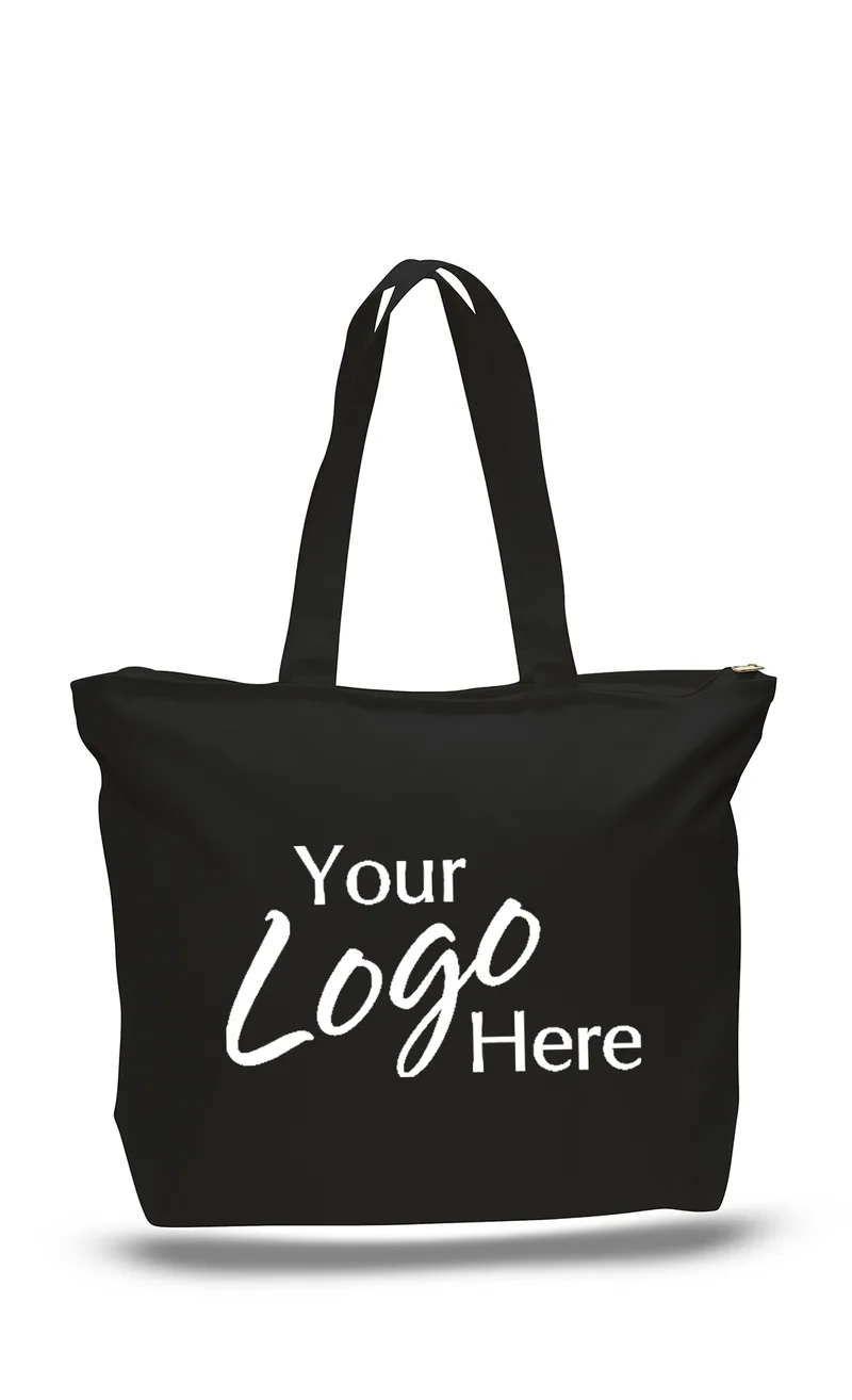 Canvas Zipper Tote Bag w/5" Gusset (20"x15"x5")