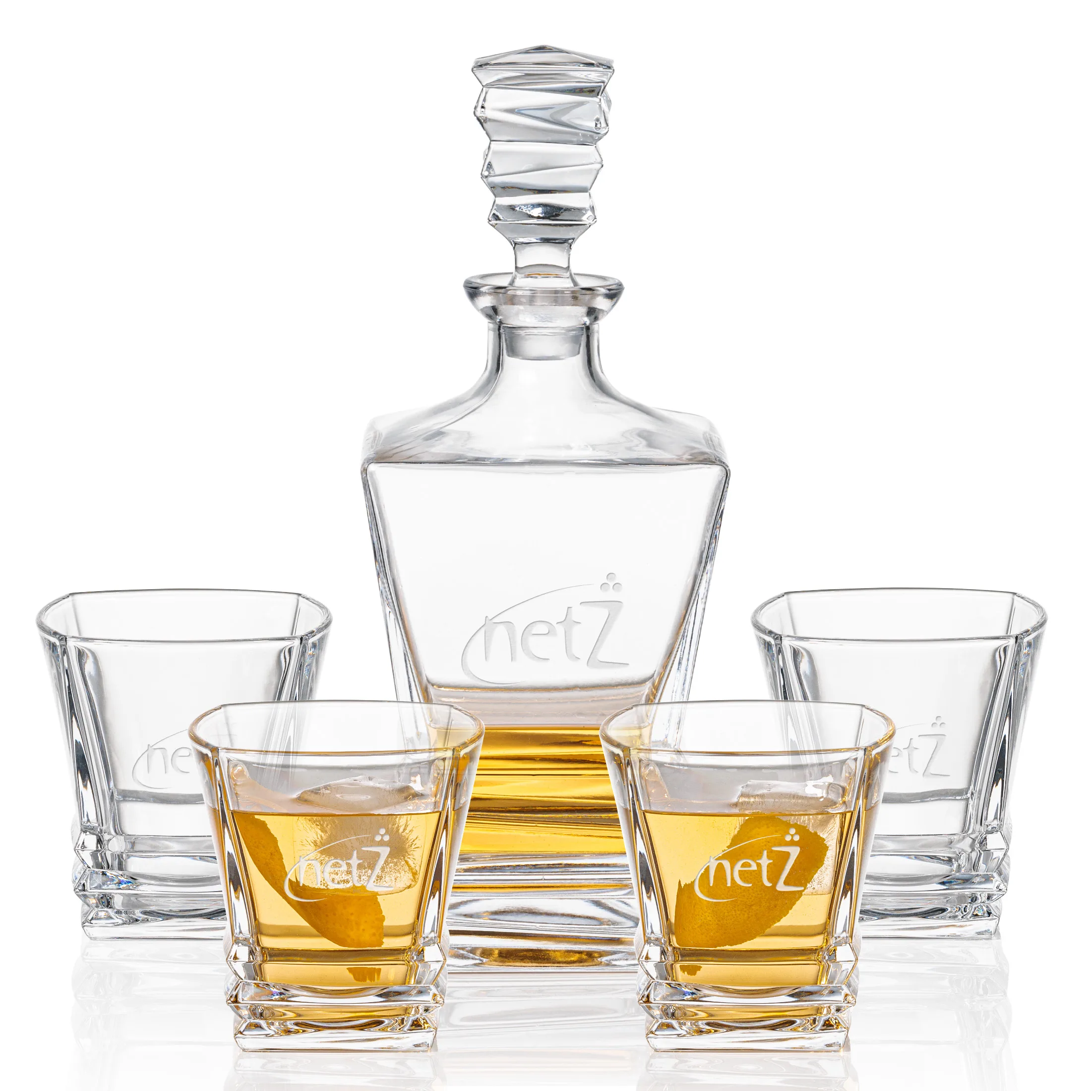 Decanter Set, Deep Etch, Decanter & 4 OTR